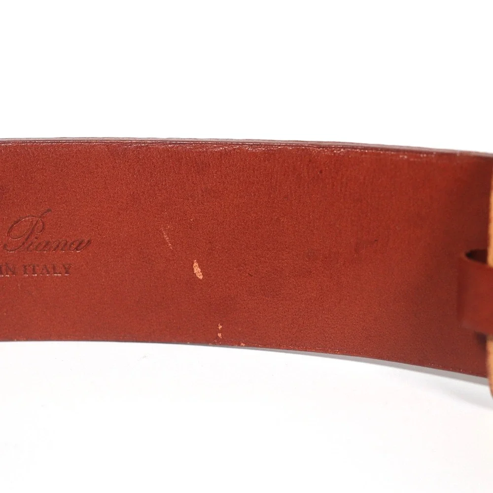 Loro Piana Tan Pebbled Leather Belt Silver Buckle Italy Made Size 80 32 Luxury